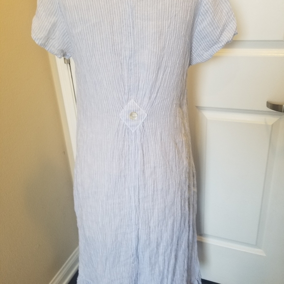 Goddess Gear organic linen ruffle dress with cap sleeves sz M - Picture 5 of 10